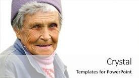  Presentation with old clothes - Presentation design enhanced with women poverty - portrait of elderly woman dressed background and a white colored foreground