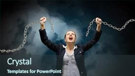  Presentation with anger - Presentation design featuring women power - image of businesswoman in anger background and a tawny brown colored foreground