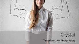  Presentation with girl power - Slide set with women power - powerful girl background and a light gray colored foreground