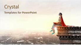  Presentation with women - Colorful slide deck enhanced with women power - she is super woman backdrop and a sky blue colored foreground