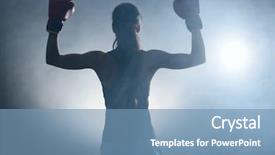  Presentation with boxer - Amazing theme having women power - silhouette of strong boxer woman backdrop and a teal colored foreground