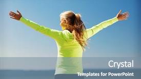  Presentation with exercise sport - Colorful presentation enhanced with women power - sport fitness exercise and lifestyle backdrop and a seafoam green colored foreground