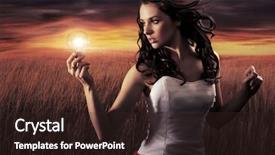  Presentation with alternative energy idea light bulb - Theme with women power - woman holding a light bulb background and a wine colored foreground