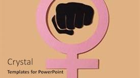  Presentation with power - Slide set having women-power-symbol-a-raised background and a coral colored foreground