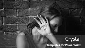  Presentation with battered women - Slides having women protection domestic voilence - battered young woman with written background and a dark gray colored foreground