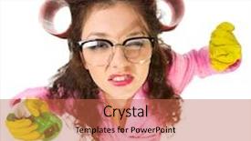  Presentation with urine of funny - Audience pleasing presentation theme consisting of women protection domestic voilence - funny housewife isolated on white backdrop and a  colored foreground