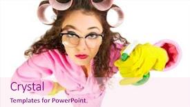  Presentation with glasses - Slide deck having women protection domestic voilence - funny housewife with nerd glasses background and a  colored foreground