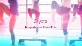  Presentation with aerobics - Audience pleasing presentation theme consisting of women raising their legs while doing aerobics against abstract background backdrop and a lemonade colored foreground