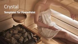  Presentation with relaxing - Colorful PPT layouts enhanced with women-relaxing-and-sweating backdrop and a coral colored foreground