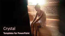  Presentation with relaxing - Beautiful slides featuring women-relaxing-and-sweating backdrop and a wine colored foreground