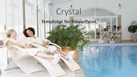  Presentation with spa - Presentation theme enhanced with women-relaxing-around-pool background and a light gray colored foreground