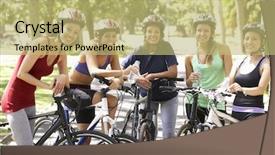  Presentation with women equality group of diverse - Presentation design consisting of women resting during cycle background and a yellow colored foreground