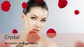  Presentation with blue flower - Theme enhanced with women rose - beauty flower girl background and a coral colored foreground