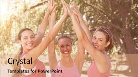  Presentation with breast cancer glow - Amazing theme having women running for breast cancer backdrop and a coral colored foreground