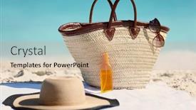  Presentation with tote bag - Cool new theme with women-s-beach-accessories backdrop and a coral colored foreground