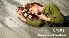  Presentation with green fashion - Presentation design consisting of women-s-beauty-and-fashion background and a coral colored foreground