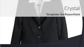  Presentation with black women - PPT theme consisting of women's black classic jacket background and a white colored foreground