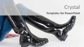  Presentation with black women - Cool new presentation theme with women's black rubber boots with blue jeans backdrop and a white colored foreground