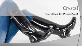  Presentation with black women - PPT theme with women-s-black-rubber-boots background and a white colored foreground