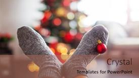  Presentation with happy new year - Theme having women-s-feet-in-warm background and a coral colored foreground