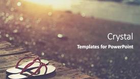  Presentation with seashore - Beautiful presentation design featuring women-s-flip-flops backdrop and a gray colored foreground