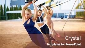  Presentation with group training - Presentation with women-s-group-training background and a tawny brown colored foreground