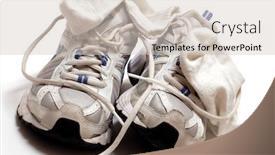  Presentation with socks - PPT theme enhanced with women's gym shoes and socks on a white background background and a light gray colored foreground