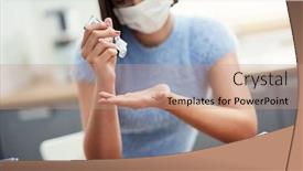  Presentation with hand sanitizer - Slide set featuring women-s-hands-using-hand background and a coral colored foreground