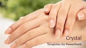  Presentation with nails manicure - Beautiful presentation design featuring women s health - woman gets manicure procedure backdrop and a lemonade colored foreground