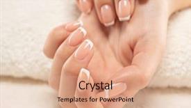  Presentation with nails manicure - Presentation theme with women s health - woman gets manicure procedure background and a coral colored foreground
