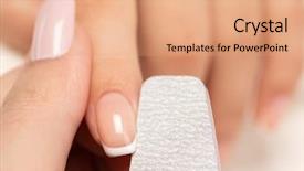  Presentation with women health - Colorful presentation enhanced with women s health - woman gets manicure procedure backdrop and a coral colored foreground