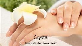  Presentation with nails manicure - Presentation featuring women s health - woman gets manicure procedure background and a lemonade colored foreground