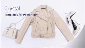  Presentation with hell - Slide set enhanced with women-s-leather-jacket background and a sky blue colored foreground