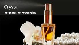  Presentation with beautiful orchid flowers - Colorful PPT theme enhanced with women's perfume in beautiful bottle and orchid flowers on black background backdrop and a dark gray colored foreground