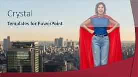  Presentation with tokyo - Theme having women-s-power-and-people background and a sky blue colored foreground