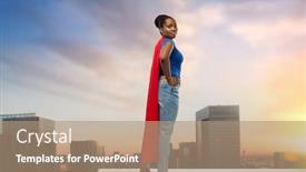  Presentation with african american women - Cool new slide set with women-s-power-and-people backdrop and a coral colored foreground