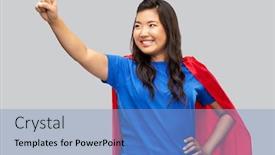 Presentation with superhero - Audience pleasing slide deck consisting of women-s-power-and-people backdrop and a light blue colored foreground