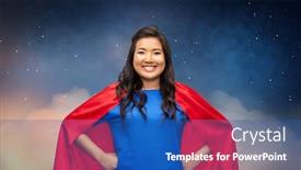  Presentation with red stars - Amazing slide deck having women-s-power-and-people backdrop and a ocean colored foreground