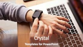  Presentation with smart watch red heart - Colorful PPT theme enhanced with women s sports - modern smart watches backdrop and a tawny brown colored foreground