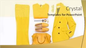  Presentation with cosmetics - Colorful PPT theme enhanced with women-s-yellow-coat-dress backdrop and a yellow colored foreground