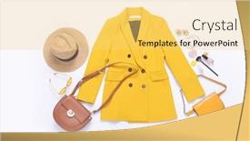  Presentation with cosmetics beauty cosmetic white - Presentation design with women-s-yellow-coat-suit background and a yellow colored foreground
