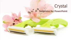  Presentation with safety highs - Presentation featuring personel hygeine - woman safety shavers and flowers background and a  colored foreground