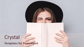  Presentation with mouth - Cool new PPT theme with women school - close up portrait backdrop and a  colored foreground