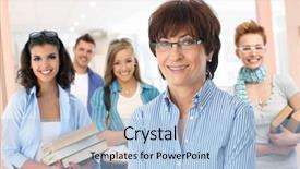  Presentation with teacher - Audience pleasing presentation design consisting of women school - portrait of happy senior female backdrop and a light blue colored foreground