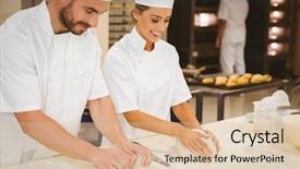  Presentation with dough - Cool new presentation theme with women school - team of bakers kneading dough backdrop and a lemonade colored foreground