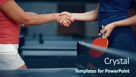  Presentation with table tennis - Presentation consisting of women-shake-hands-before-table background and a ocean colored foreground