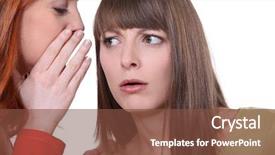  Presentation with women inventing - PPT theme featuring women sharing secrets background and a  colored foreground