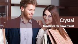  Presentation with people helping each teamwork couple - PPT layouts consisting of women shopping inside store - couple in the shop admires background and a  colored foreground