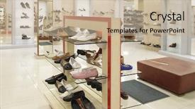  Presentation with fashion - PPT theme featuring women shopping inside store - fashion shoes shop background and a mint green colored foreground