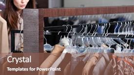  Presentation with yard sale online - Audience pleasing PPT theme consisting of women shopping inside store - girl is looking backdrop and a  colored foreground